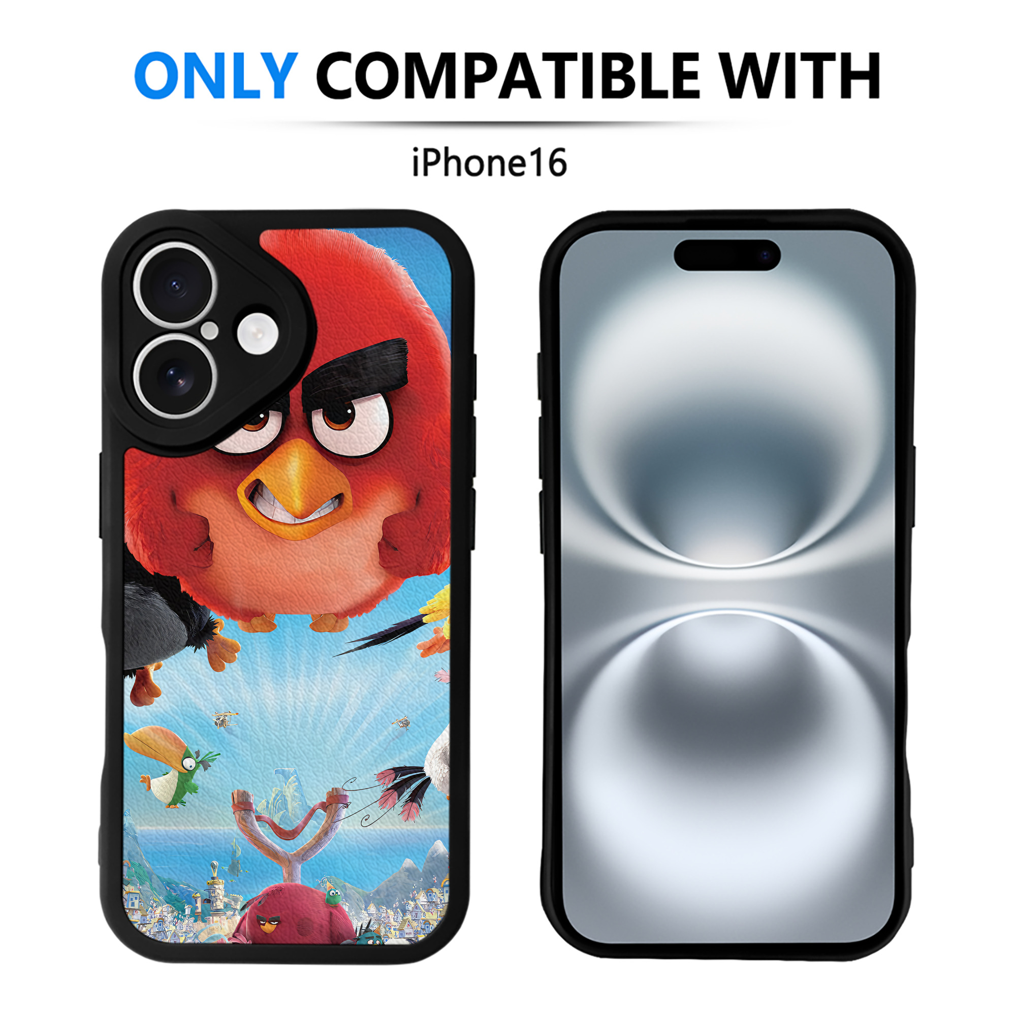 （画像用） Angry Birds アングリーバード 【iPhone 16シリーズ対応】シリコンスマホケース（レザー調） 材質：シリコン